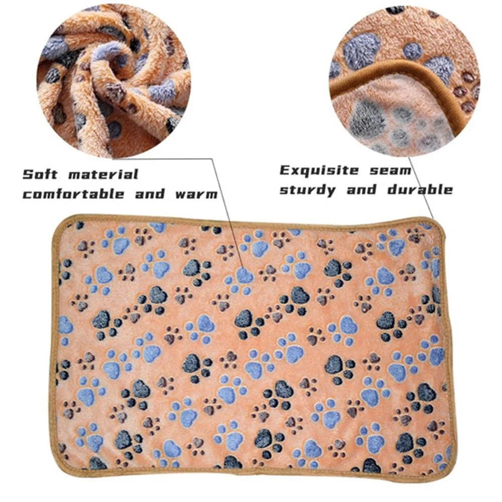 Fluffy Cartoon Fleece Pet Blanket & Mat