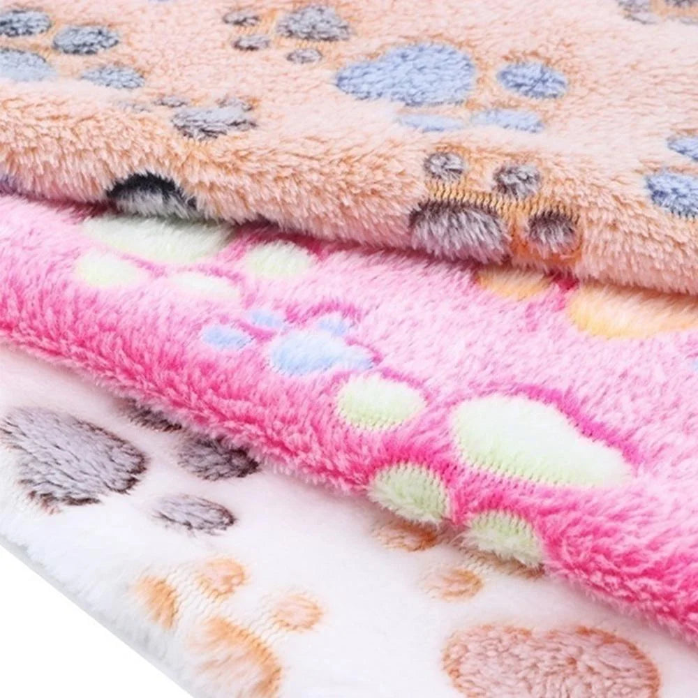 Fluffy Cartoon Fleece Pet Blanket & Mat