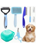 8pcs Pet Grooming Kit, Includes Pet Nail Clippers And File, Flea Comb, Pet Shampoo Brush, Pet Deshedding Brush And Silicone Toothbrush
