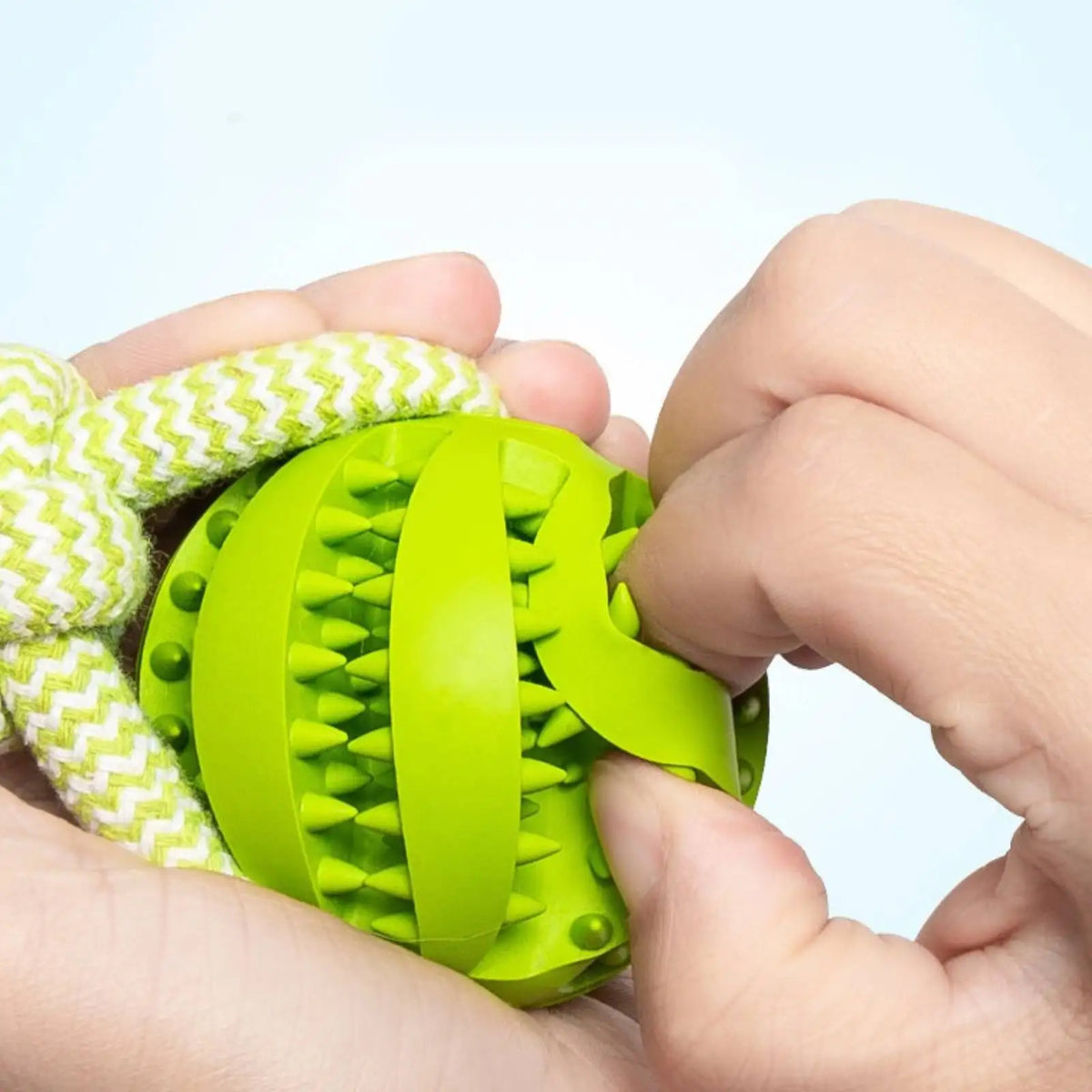 Dog Chew Toy Cotton Rope Tug Toy with Treat Dispensing Rubber Ball Durable Bite Resistant Teeth Cleaning Interactive Training Toy for Puppy Small Medium Dogs Green