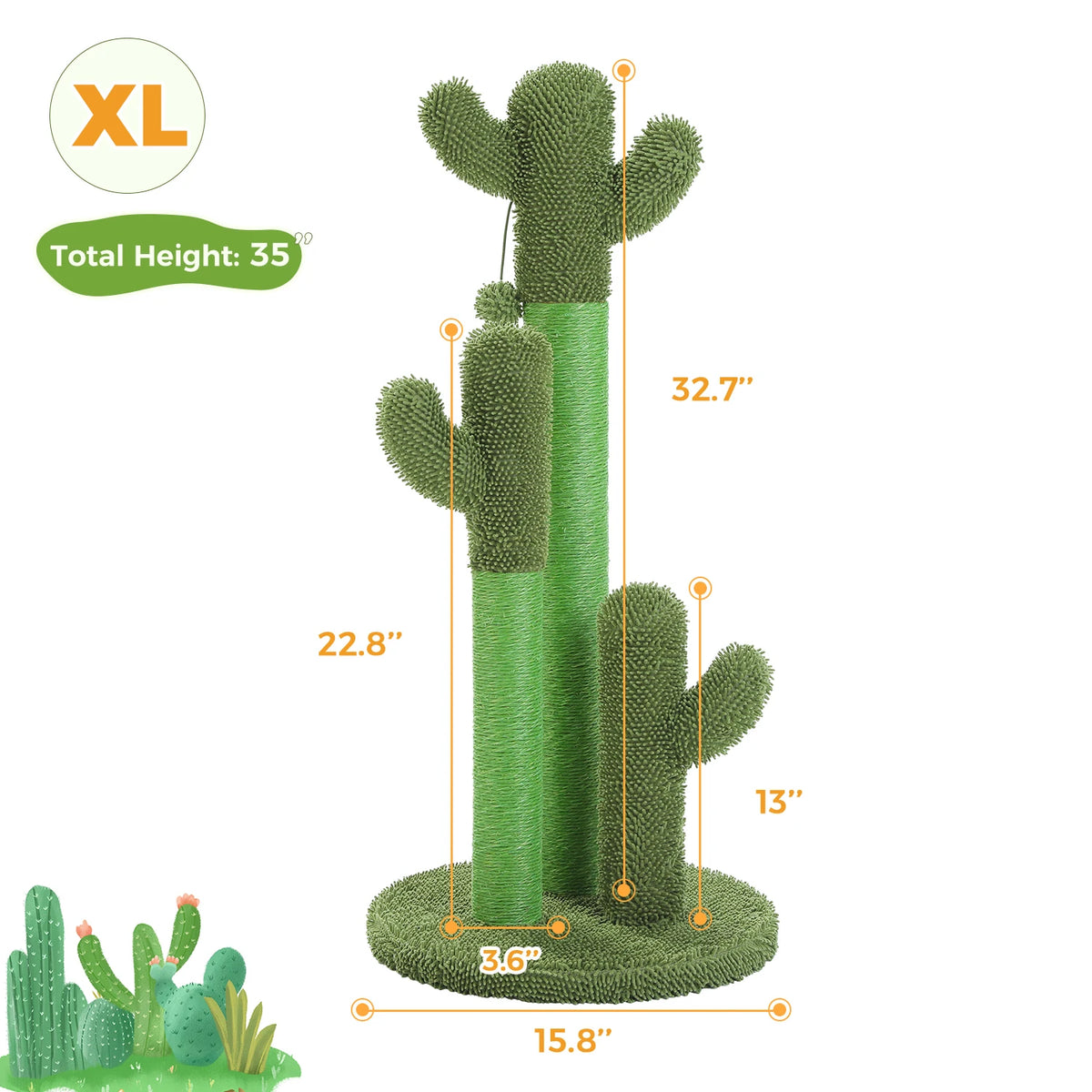 Cactus Cat Tree with Large Condo and Hammock, Indoor Cat Tower with Scratching Post | TheAmigoPets