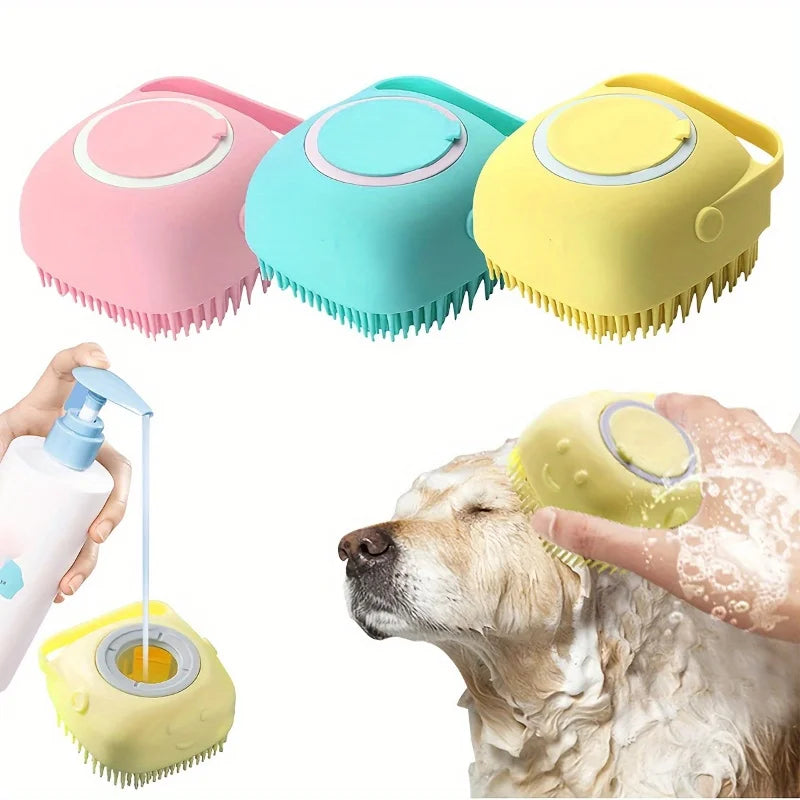 Silicone Pet Bath & Shampoo Dispenser Brush