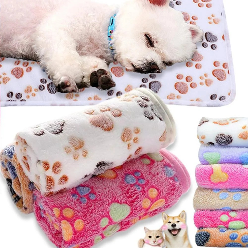Fluffy Cartoon Fleece Pet Blanket & Mat