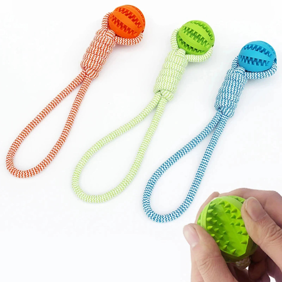 Dog Chew Toy Cotton Rope Tug Toy with Treat Dispensing Rubber Ball Durable Bite Resistant Teeth Cleaning Interactive Training Toy for Puppy Small Medium Dogs Green