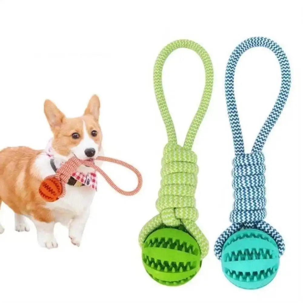 Dog Chew Toy Cotton Rope Tug Toy with Treat Dispensing Rubber Ball Durable Bite Resistant Teeth Cleaning Interactive Training Toy for Puppy Small Medium Dogs Green