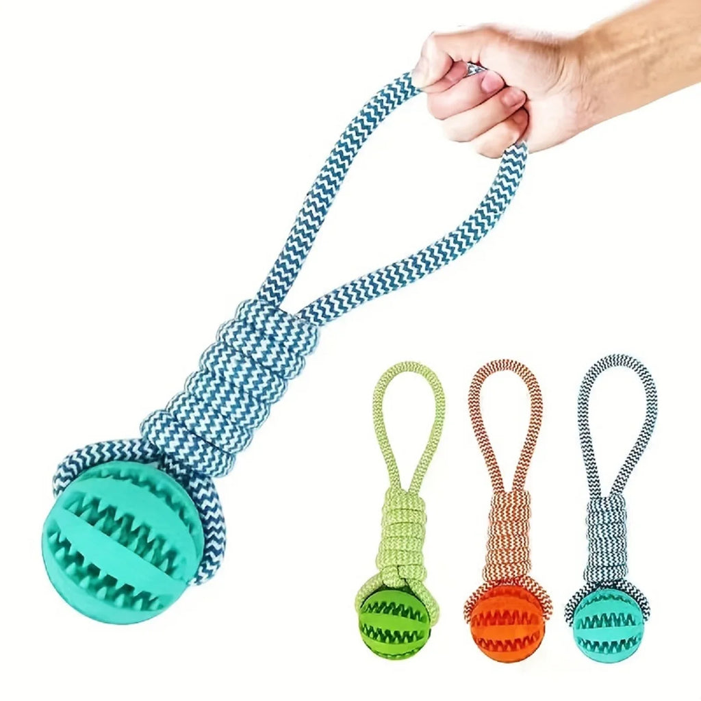 Dog Chew Toy Cotton Rope Tug Toy with Treat Dispensing Rubber Ball Durable Bite Resistant Teeth Cleaning Interactive Training Toy for Puppy Small Medium Dogs Green